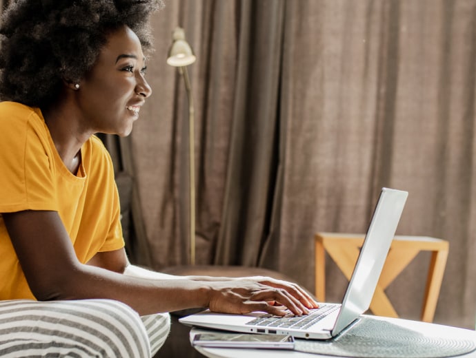 Young woman with computer.